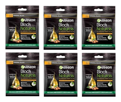 Garnier Black Naturals Hair Color No.2 Original Black 20ml +20 gm (PACK OF 6)