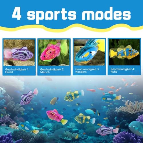 YISKY Roboter Fisch Badewanne, 4 Stück Elektrische Fische mit Leuchtende, Elektronischer Haustier Fisch, Künstliche Bewegliche Fische, Katze Interaktives Haustierspielzeug, für Kinder Pool