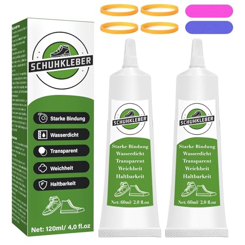 Adhesivo para zapatos de 120 ml, extra fuerte, resistente al agua, adhesivo para suelas, reparación de suelas, zapatos desgastados o dañados, fuerte unión, durabilidad