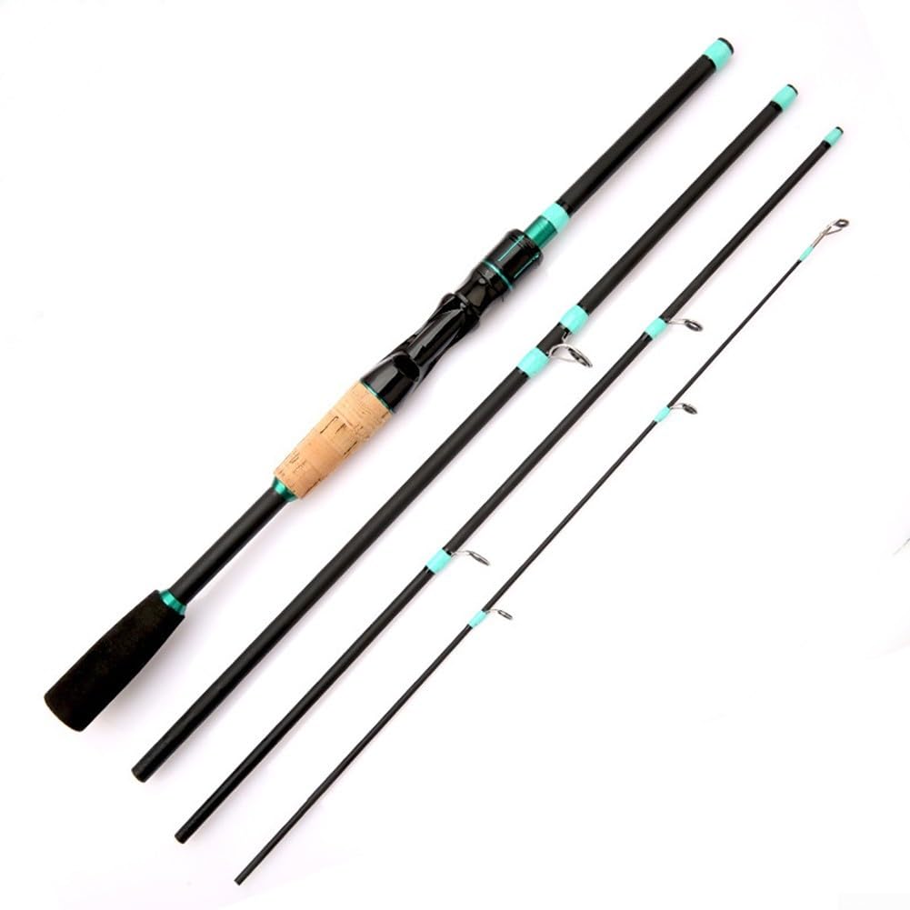 Fiberglass Baitcasting Fishing Rod Multi-section Spinner Lure Rod Black(2)
