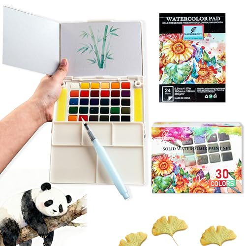 Watercolor Painting Set with Portable Kit and 30 Colors