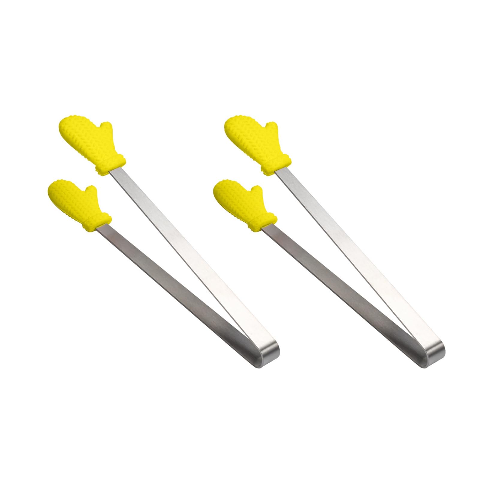 2Pcs Mini Silicone Ice Cube Clip, Heart Glove Hand Shape Food Serving Tongs, Food Grade Stainless Steel Kitchen Tongs