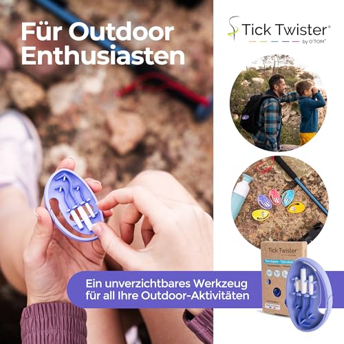Tick Twister 3 Zeckenhaken für Hunde, Katzen und Menschen – Zeckenzange 3er Set mit Aufbewahrungsbox Sicheres Entfernen ohne Schmerzen – Ideal für Outdoor-Aktivitäten (Lila, 1er-Set)