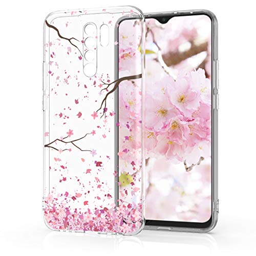Kwmobile Clear Case Compatible With Xiaomi Redmi 9 - Phone Case Soft Tpu Cover - Cherry Blossoms Pink/Dark Brown/Transparent #TOP7