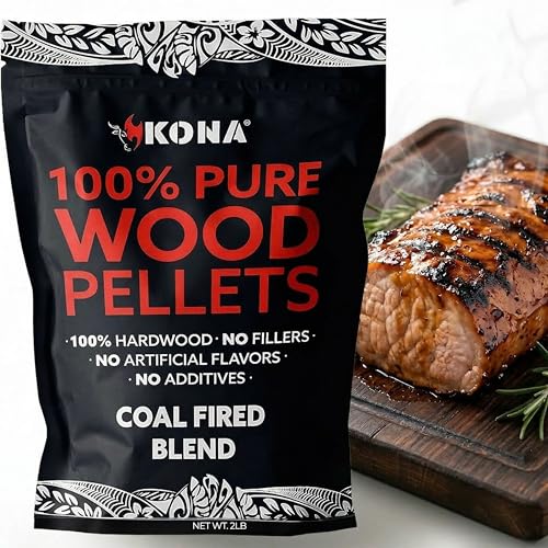 Kona Coal-Fired Pizza Blend Pellets - Charcoal & Wood Blend - Intended for Ninja Woodfire Outdoor Grill. Premium Rich and Smoky Taste - 100% Natural - 2 Pounds