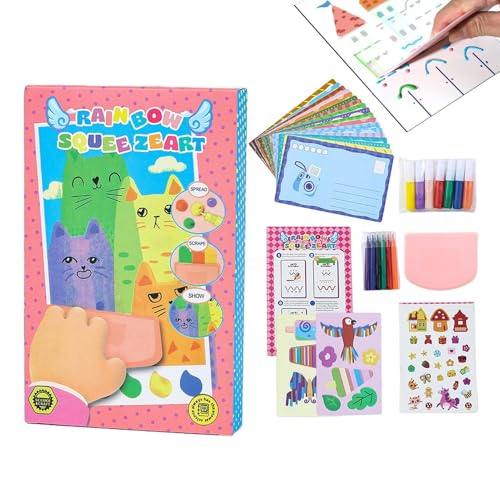 Kit de pintura por raspado, suministros artísticos educativos, ideal para desarrollar habilidades motoras de los niños en el aula en casa o durante las vacaciones, ideal para aniversarios y