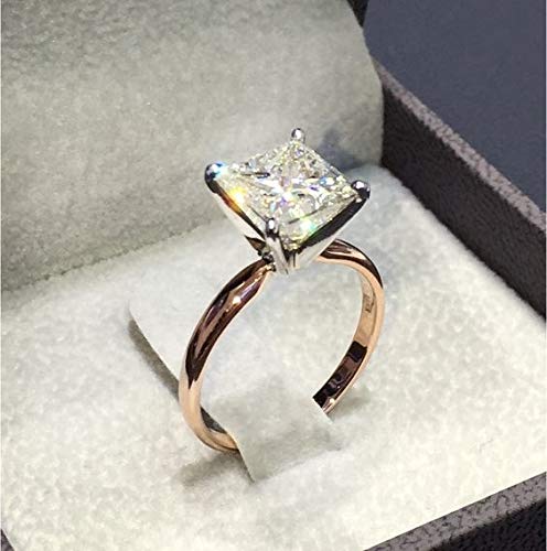 Htayekog Promise Rings for her,Gold Plated Square Engagement Rings,Classic Rose Gold Promise Ring Diamond Ring Princess Ring Cubic Zirconia Promise Eternity Ring for Women, Wedding Bands?9?