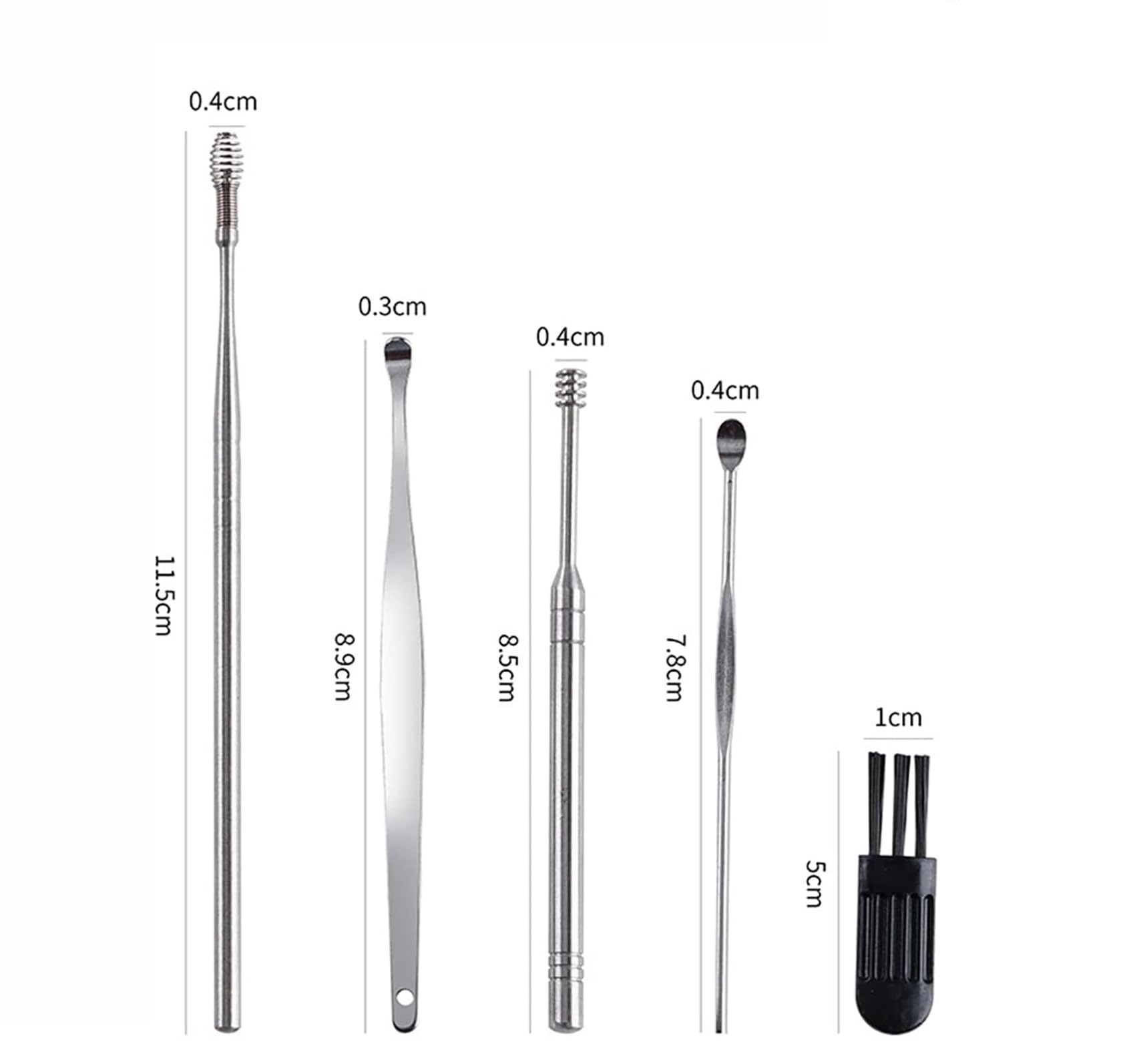 Pulisci Orecchie, 6 Pezzi Kit Pulizia Orecchio, Strumenti per Pulizia dell’Orecchio in Acciaio Inox, Pulisci Orecchie Cerume