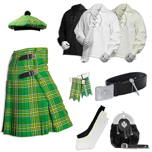 Scottish Kilt for Men - 09 Pcs Kilt Accessories for Men, Wedding Scottish Outfit