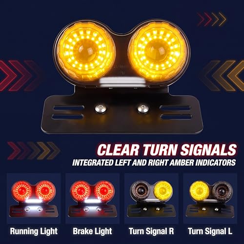 Image of Upgrade 90LEDs Red Motorcycle Tail Light with Brake & Turn Signal | Integrated Motorcycle Brake Stop Lamp for Night Mountain for Harley Motorbike Street Bike Cruiser Chopper