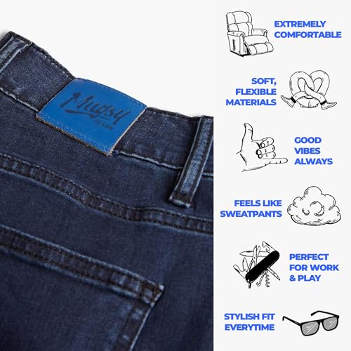 Mugsy Fultons Men’s Jean - Classic Fit Blue Denim Jeans for Men - Comfortable & Flexible Pants for Men - True to Size
