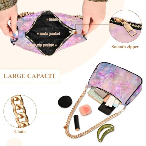 Zipper Retro Formal Purse Hobo Digital Art Wildflowers Pastel Colors Clutch Handbags Women Floral Shoulder Purses with Chain Strap4