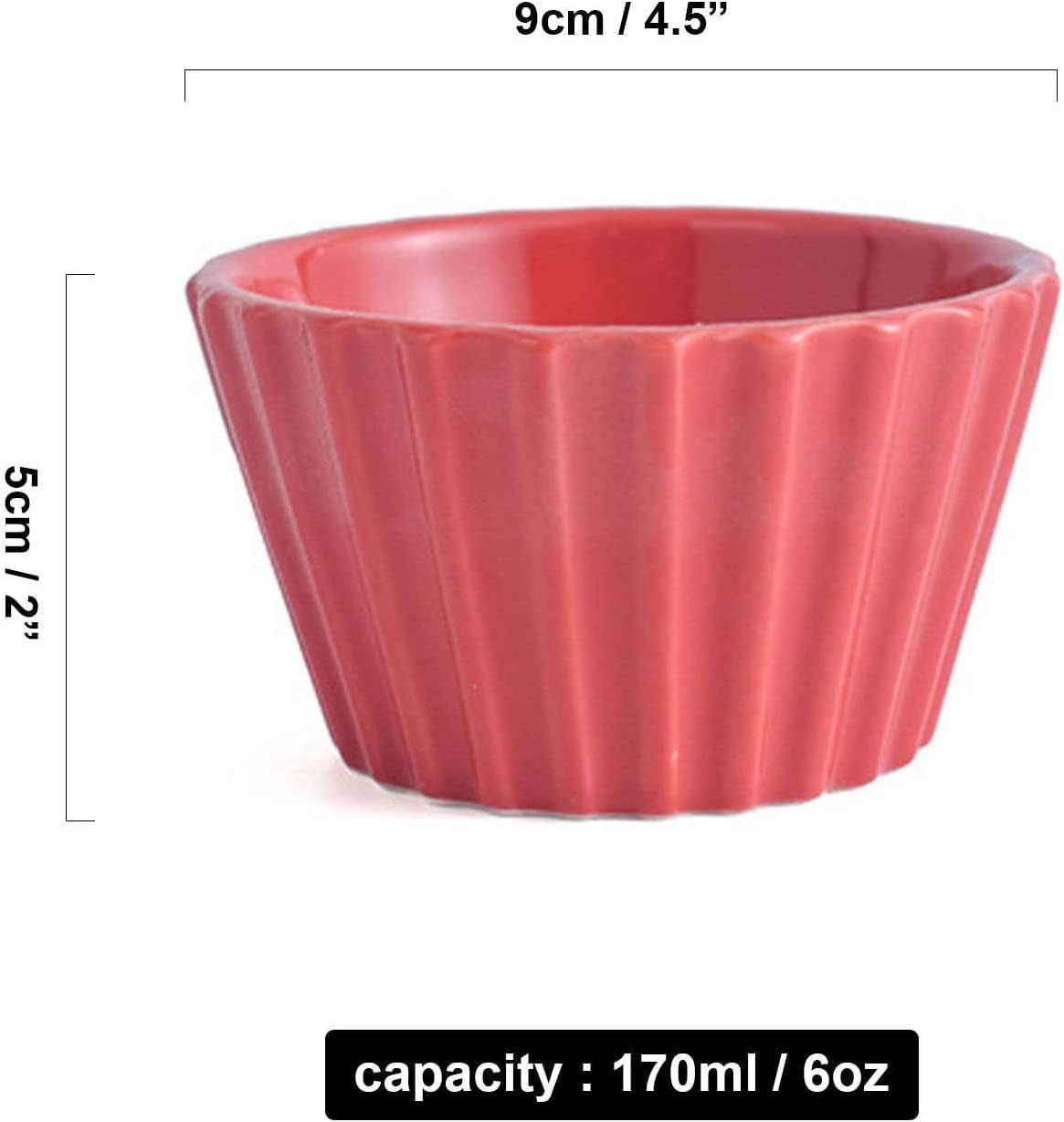 Bol à soupe, bol à riz, bol à déjeuner, ensemble de ramequins, 170 ml, ramequins à crème brûlée, plats à soufflé allant au four, ramequins à soufflé, ramequins for friteuse à air-rouge-lot de 8 ( Colo