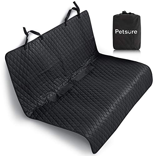Petsure 100% Waterproof Dog Car Seat Covers and Protectors - Washable Non-Slip Pet Cars Seat Covers - Universal Leather Bench Seat Covers for Trucks and SUVs (Black, 55x47 inches)