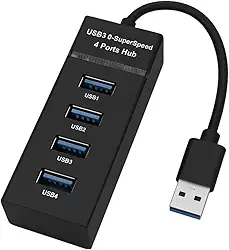 Hub USB 3.0 Com 4 Portas, LED, Alta Velocidade (5Gbps) Compatível Com PC TV Consoles Mouse PenDrive Teclado Impressora Plug & Play, Expansor para PC, Notebook, Mac e Windows (PRETO)