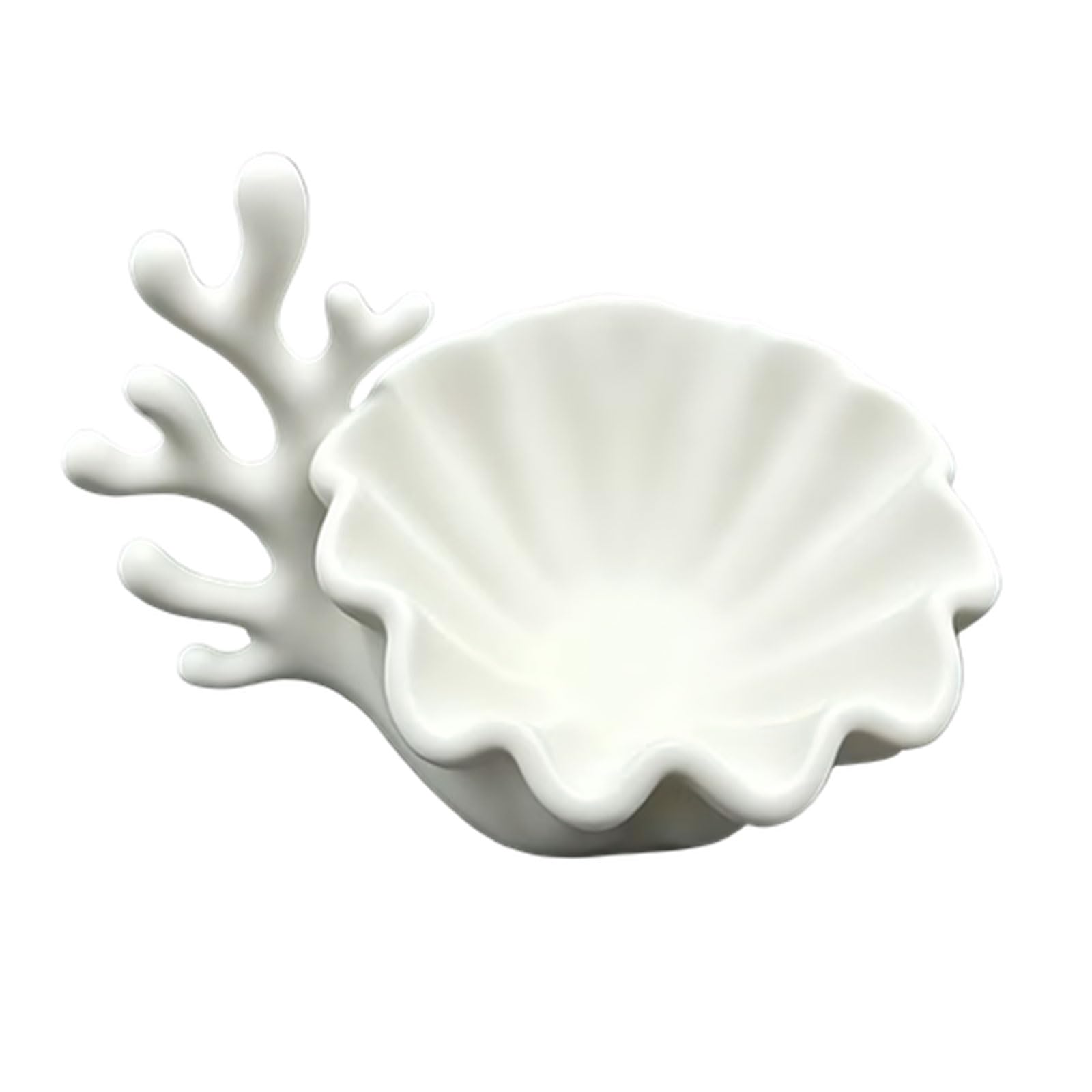 Dresser Top Trinket Bowl with Coral Accent, Shell Jewelry Tray for Earrings and Compact Tabletop Storage Display Jewelry Dishes Tray Trinket Bowl Catchall Earring Dresser Top Organizer Nightstand