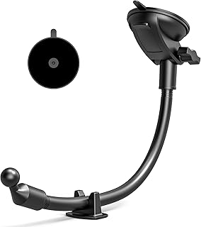ZEEHOO Car Mount Suction Cup Replacement, GPS Suction Cup Mount [17 mm Ball Joint&Gooseneck Long Arm] for Wireless Car Charger, Car Phone Holder& Garmin Nuvi, Dashboard &Windshield Mounting