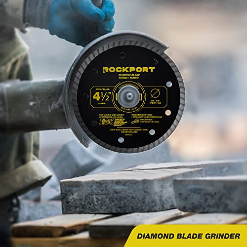 Rockport Turbo 4 1/2 Diamond Blade For Angle Grinder Set - (3 Pack) Diamond Saw Blade & Grinder Blade For Dry/Wet Tile, Diamond Cutting Wheel For Stone, Granite, Concrete, 5/8" - 7/8" Arbor Tile Blade #TOP5