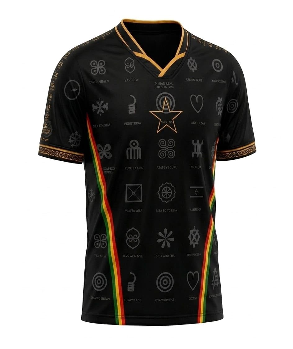 Ghana Golden Black Stars Football History Jersey Black & Gold (UK, Alpha, M, Regular, Regular)