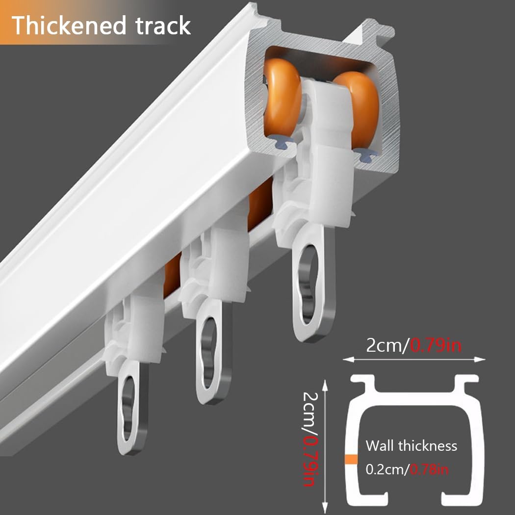 Aluminium Vorhangschienen Set - Zweireihige Vorhangschiene, 2-läufige Deckenschiene Decke/Wand Installieren Gardinen Schienensystem Mit Stummen Rollen(White,14.4FT/440CM)