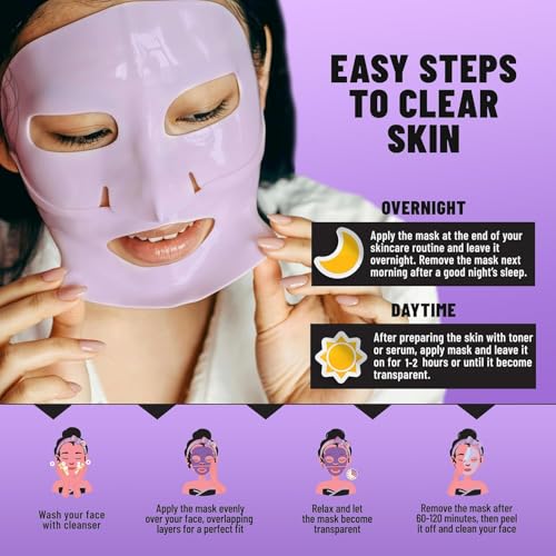 Image of TOLEVITA Bio-Collagen Hydrogel Face Mask - Hydrating & Nourishing Mask with Niacinamide, Galactomyces & Hyaluronic Acid - 6 Pack, Improves Elasticity & Softens Skin, For All Skin Types (Purple)