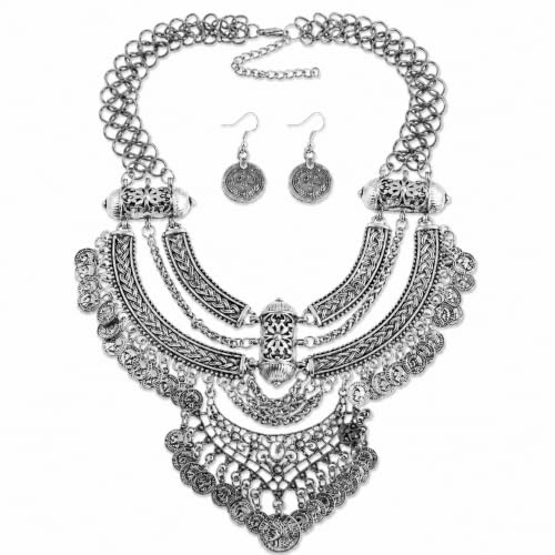 Juego de joyas gitanas con monedas de oro tintineantes y pendientes colgantes a juego