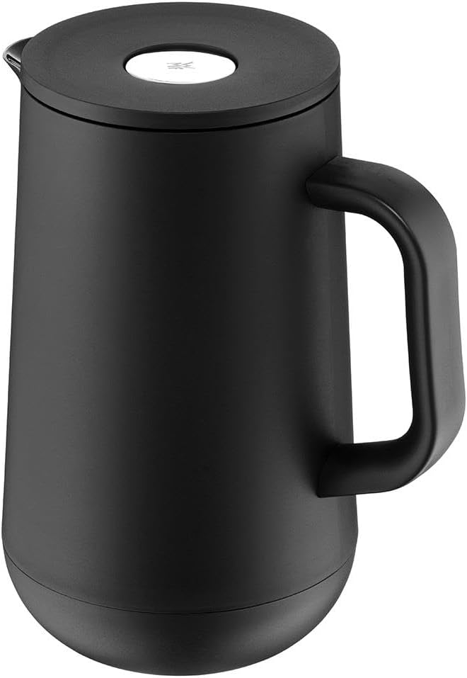 WMF 690687390 Impulse Thermos Jug 1 Litre Insulated Tea or Coffee Jug with Press Seal Keeps Drinks Cold & Warm for 24 Hours Black,24 x 18 x 18 cm