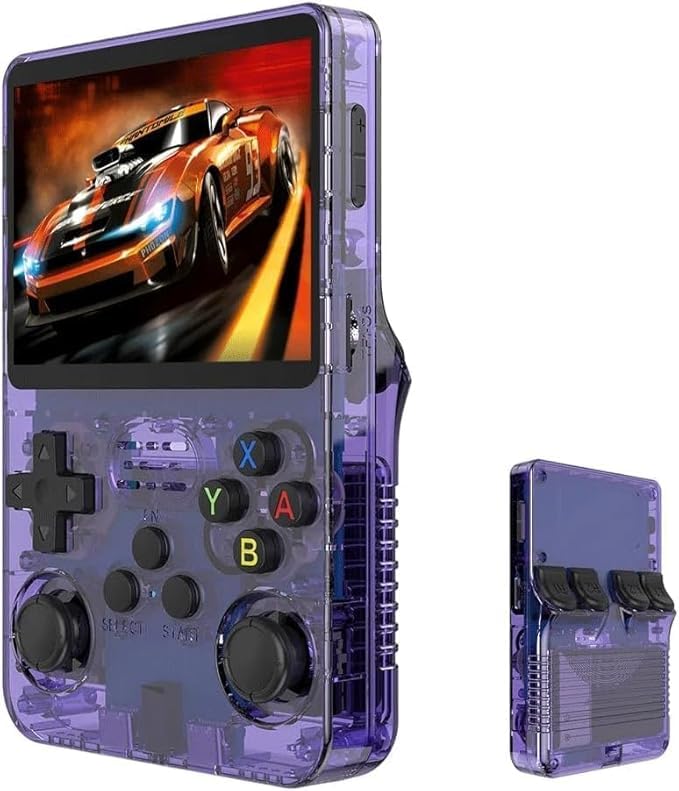 BINZHIGE Console di gioco R36S Console di gioco portatile retrò con 128 G integrati 21000+ giochi classici, sistema Linux open source schermo IPS da 3,5 pollici, lettore video tascabile portatile