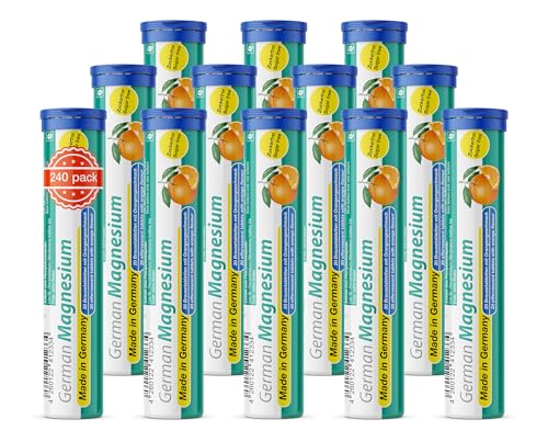 Magnesium Brausetabletten 12x20 Stk. Orangengeschmack 200 mg Magnesium Zuckerfrei T&D Pharma German Magnesium Made in Germany