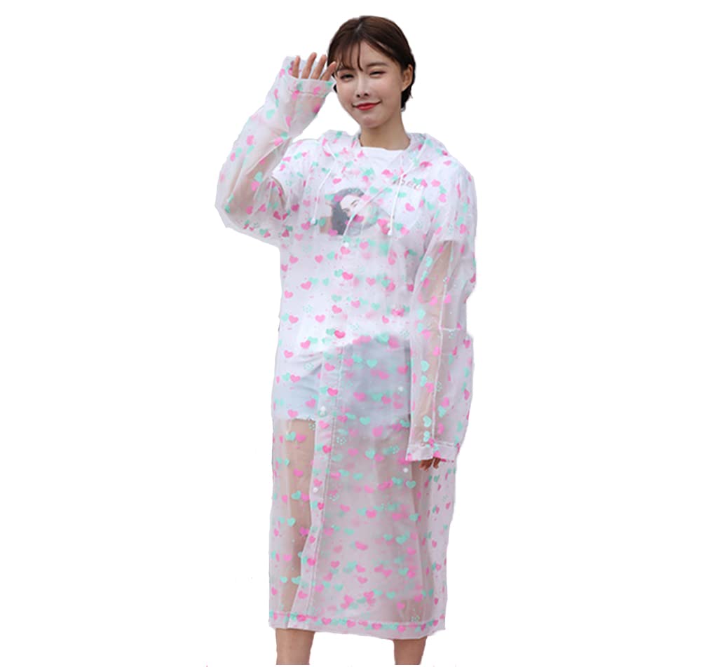 AzoneeRain Ponchos EVA Waterproof Portable Rain Jacket Coats Camping Hiking Outerwear Reusable with Hoods and Open Sleeves for Adults Men Women