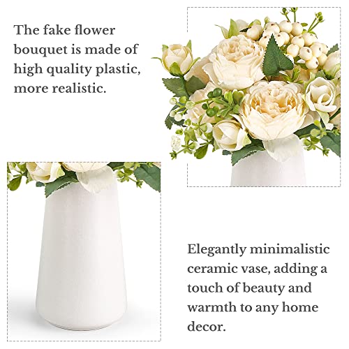 Mkono YYHP0075 Small Artificial Flowers In Ceramic Vase Centerpieces Table Decor thumb #5