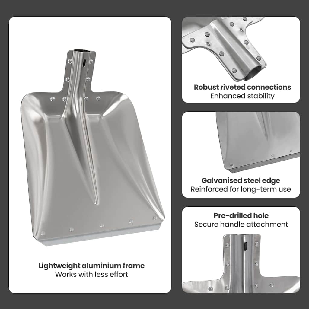 vidaXL Głowica łopaty 4 pcs Srebrny 45 x 38 cm Aluminium, Ogród i taras, nowoczesna łopata, idealna do ziemi, odśnieżania, minimalistyczne ogrodnictwo