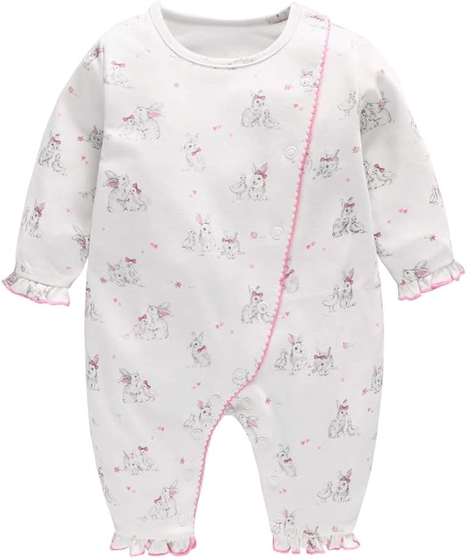 Baby nest ベビー服 女の子 長袖 カバーオール ロンパース 綿100% 前開き 長袖ボディオール 着替え便利 柔らかい 新生児服 赤ちゃん  肌着 パジャマ 北欧スタイル