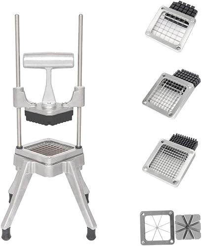 Miniatura 10 de ROVSUN Cortador comercial de verduras de acero inoxidable con cuchillas de 4 tamaños, cortador de papas y frutas, cuchillas de 12 pulgada, 38