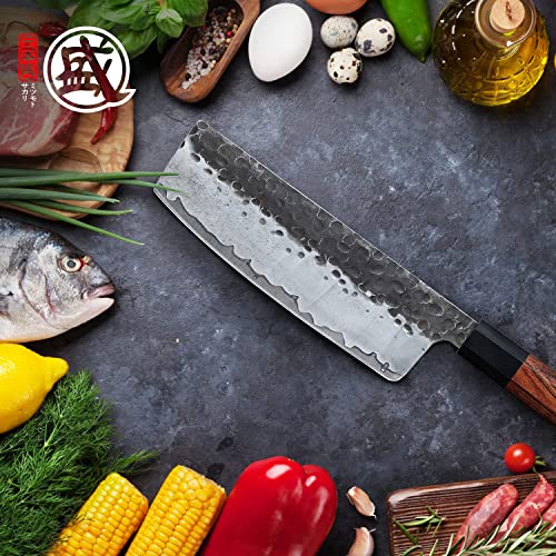 MITSUMOTO SAKARI Handgeschmiedetes Küchenmesser, 18 cm Nakiri Kochmesser – Ansicht 6