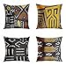 Rouihot Set di 4 federe per cuscini da 50 x 50 cm, stile vintage, stile africano, con stampa di fango, per decorare la casa, per divano, letto, divano