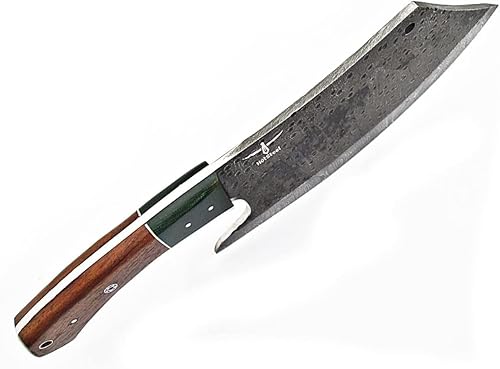 Miniatura 3 de HotSteel Damascus Steel - Cuchillo de carnicero de 12 pulgadas, cuchillo de chef, hoja fija, espiga completa, mango de palisandro, hoja negra, 7
