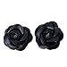 Douqu Faux Leather Rose Flower Winter Boots Wedding Sandals Black Shoe Clips Pair (Black)