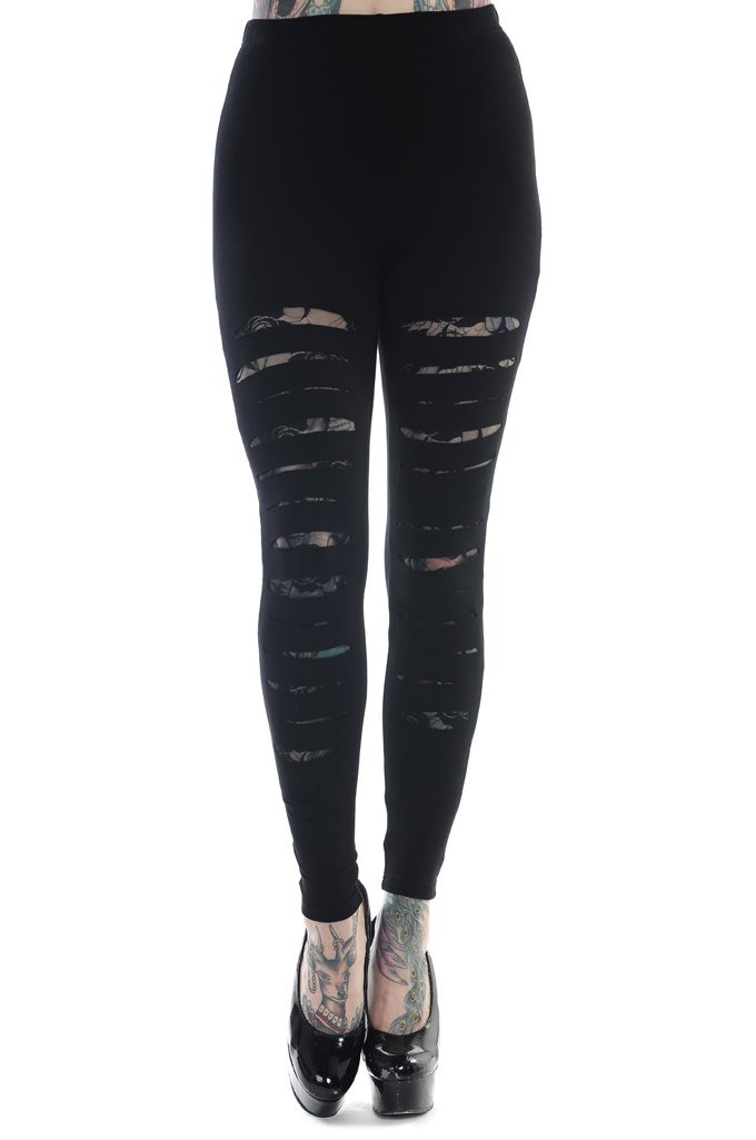 Banned Apparel Slashed Black Leggings Black/Black L