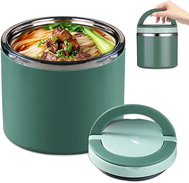 Boîte Isotherme Repas 1000ml - Récipient Chaud/Froid Acier Inoxydable avec Poignée