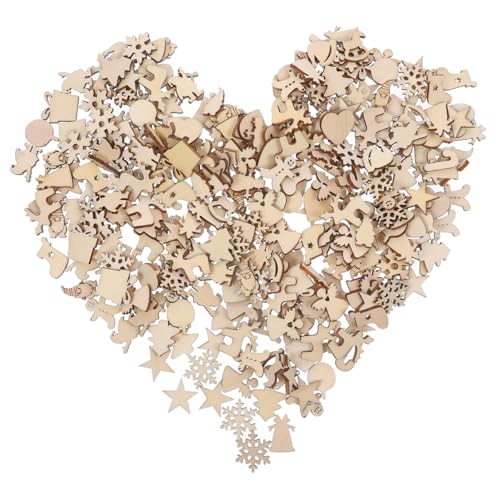 OFFSCH Unfinished Christmas Ornaments Set 300pcs Wood Cutouts for DIY Painting Decorations