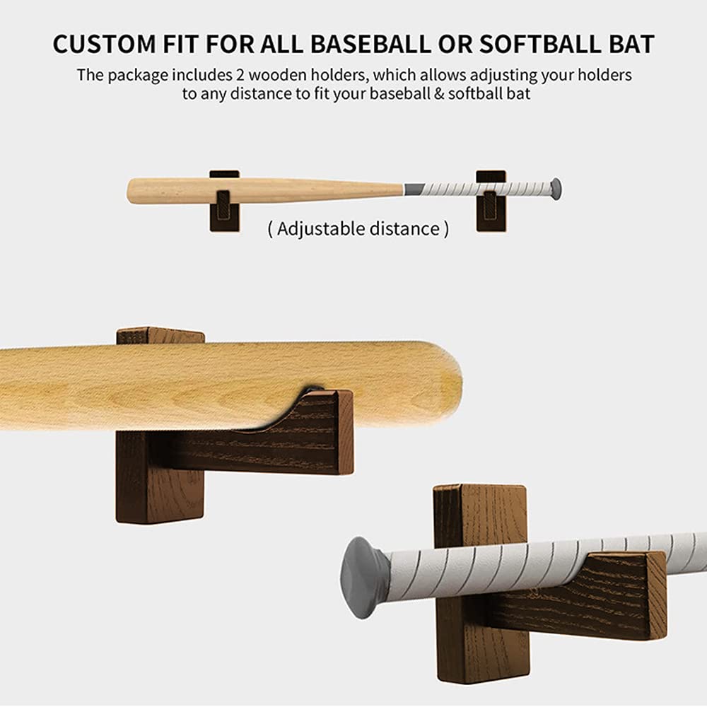 Baseball Holder Display Case Lxoraziy Baseball Bat Wall Mount, 2 Pieces Softball Bat Wall Mount, Baseball Bat Horizontal Rack Bracket With Felt Liner Wall Mount For Baseball Negan Bat