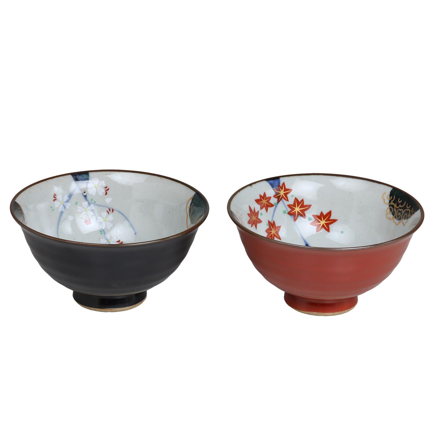 Hasami Ware Couple Rice Bowls Set—Crimson Charm