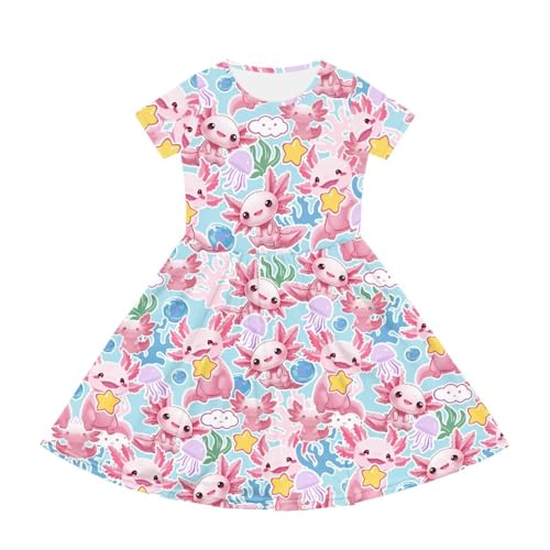 Image of Short Sleeve Dress for Girls with Pockets Cute Toddler Girl Clothes Summer 2-12