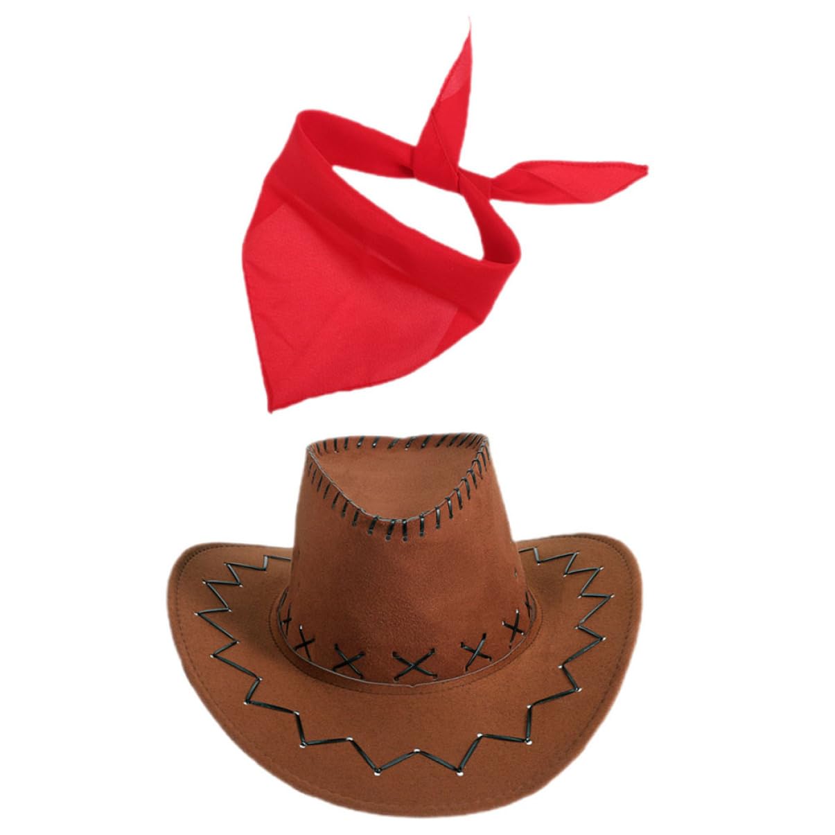 Cabilock 1Set Cowboy Cosplay Costume for Adults Stylish Western Outfit with Cowgirl Hat Triangle Bandana for Halloween Masquerade Parties Carnival Celebrations