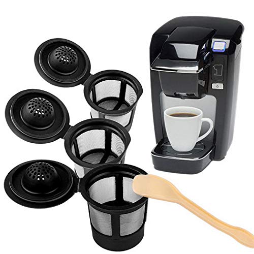 keelied Kitchen 3Pcs Riutilizzabile con Cucchiaio Flip Cover Coffee Filter Basket Cup Percolatori da caffè