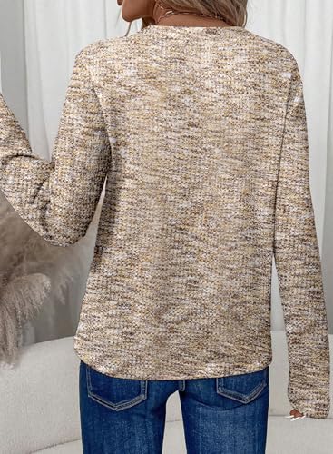 Dokotoo Womens Waffle Knit Tops V Neck Long Sleeve Shirts Henley Dresy Casual Blouses Fall Outfits 20254