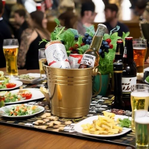 Premium Thick Stainless Steel Gold Ice Bucket - 3.0L Large Perfect for Parties & Cocktail Bars - Durable Ice Bucket for Entertaining
