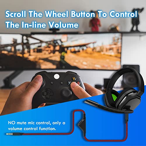 Mcbazel Zapasowy kabel audio Aux z regulacją głośności do gier Astro A10/A30/A40 PS5/PS4/Xbox One/Xbox Series S/X/PC/smartfona przez gniazdo 3,5 mm – czarny i czerwony (2 m)