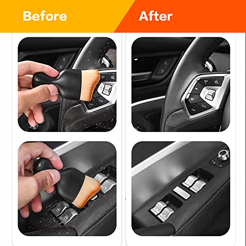 Image of AOCISKA Car Interior Detailing Brush, Soft Bristle Dusting Brush, Car Dash Duster, Black&Pink with Cap